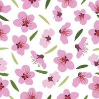 patrón sin costuras de flores rosas florecientes y hojas verdes. ilustración vectorial vector