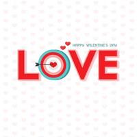 Love text with arrow targe for Happy Valentines day. vector