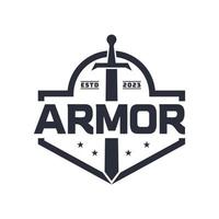 Design inspiration Blade Armor Weapon Silhouette Emblem Badge Label logo design,symbol template vector