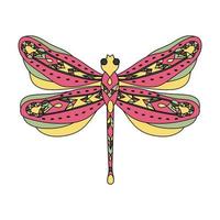 Dragonfly. Coloring page for adults anti stress in zentangle style. vector