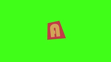 video animation ransom letter A paper note style isolated on green screen