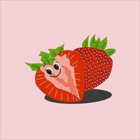 illustration of a strawberry with a matching pink background vector