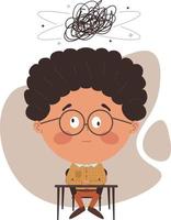 the student at the desk is dizzy vector