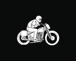vintage mano dibujo ilustración jinete viejo moto vector