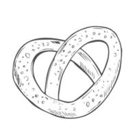 Pretzel in simple doodle style. Vector illustration isolated on white background.