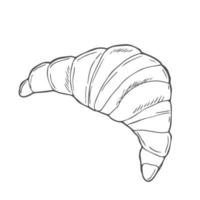 garabato de croissant, una ilustración de garabato vectorial dibujada a mano de un croissant. vector