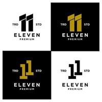 Eleven Initial number 11 icon design logo minimal set collection vector