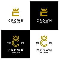 Crown letter C logo icon design set collection vector