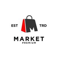 mercado tienda bolsa inicial m logo icono diseño vector