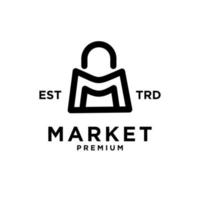 Market shop bag initial M logo icon design vector