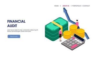 Financial audit business concept with character for website landing page vector