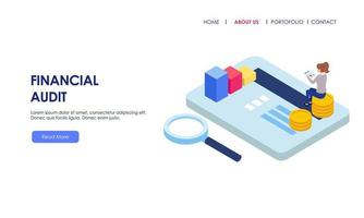 Financial audit business concept with character for website landing page vector