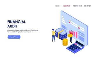 Financial audit business concept with character for website landing page vector