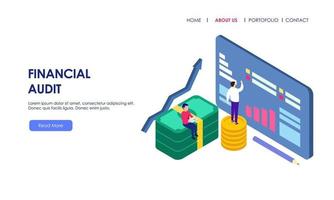 Financial audit business concept with character for website landing page vector