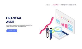 Financial audit business concept with character for website landing page vector