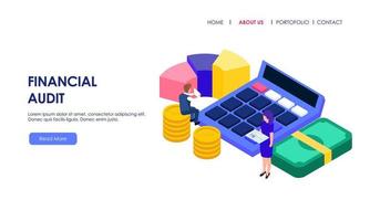 Financial audit business concept with character for website landing page vector