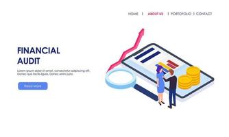 Financial audit business concept with character for website landing page vector