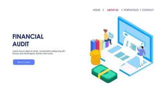 Financial audit business concept with character for website landing page vector