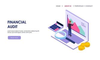 Financial audit business concept with character for website landing page vector