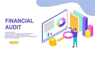 Financial audit business concept with character for website landing page vector