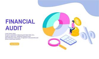 Financial audit business concept with character for website landing page vector