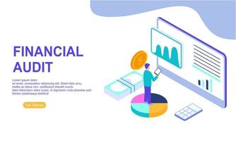 Financial audit business concept with character for website landing page vector
