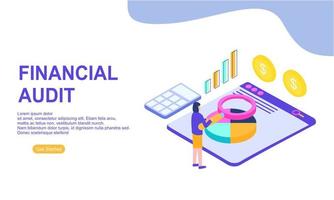 Financial audit business concept with character for website landing page vector