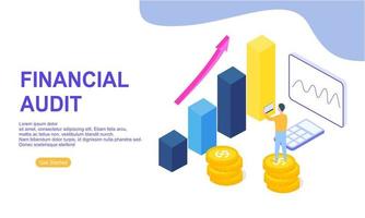 Financial audit business concept with character for website landing page vector