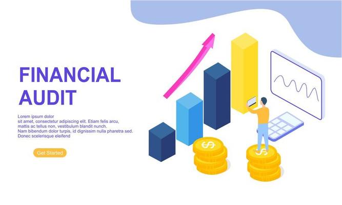 Financial audit business concept with character for website landing page