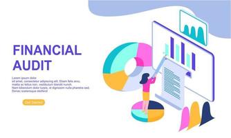 Financial audit business concept with character for website landing page vector