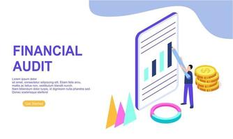 Financial audit business concept with character for website landing page vector