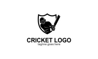 Cricket sport player logo template design vector
