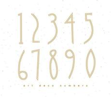 Set of art deco numbers drawing in vintage style on white background vector