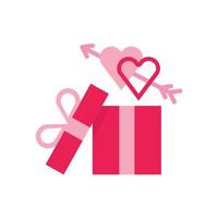 elemento lindo aislar el icono plano de la caja de regalo rosa del día de san valentín vector