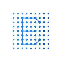 Initial E Dots Square Logo vector