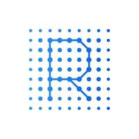 Initial R Dots Square Logo vector