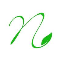 Initial N Leaf Logo vector