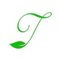 Initial T Leaf Logo vector