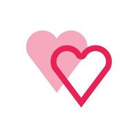 isolate valentine's day pink hearts flat icon vector