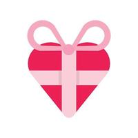 isolate valentine's day pink gift box flat icon love icon vector