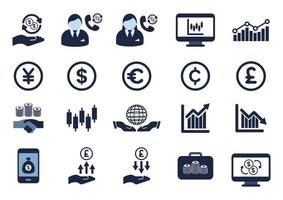 investment and finance flat icon element set design vector