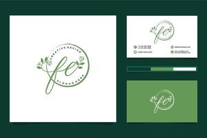 colecciones iniciales de logotipos femeninos fe y vector premium de plantilla de tarjeta de visita