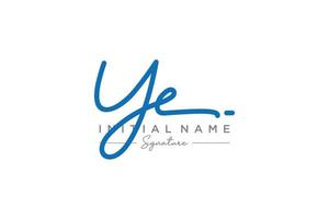 Initial YE signature logo template vector. Hand drawn Calligraphy lettering Vector illustration.