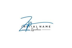 Initial ZP signature logo template vector. Hand drawn Calligraphy lettering Vector illustration.