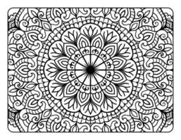 Adult mandala coloring page for relaxation, coloring page for adult, coloring book page with floral mandala pattern art vector