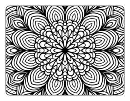 Mandala floral coloring page for adult coloring book, black and white mandala coloring page, hand drawn outlined doodle line art for adult coloring page interior vector