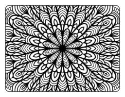 Mandala floral coloring page for adult coloring book, black and white mandala coloring page, hand drawn outlined doodle line art for adult coloring page interior vector