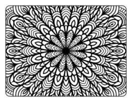 Mandala floral coloring page for adult coloring book, black and white mandala coloring page, hand drawn outlined doodle line art for adult coloring page interior vector