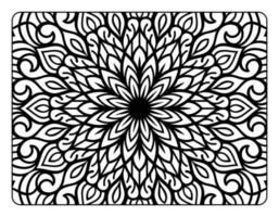 Mandala floral coloring page for adult coloring book, black and white mandala coloring page, hand drawn outlined doodle line art for adult coloring page interior vector