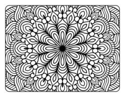 Mandala floral coloring page for adult coloring book, black and white mandala coloring page, hand drawn outlined doodle line art for adult coloring page interior vector